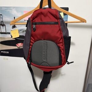 Salomon Red and Gray Sling Belt Bag with Padded Front -